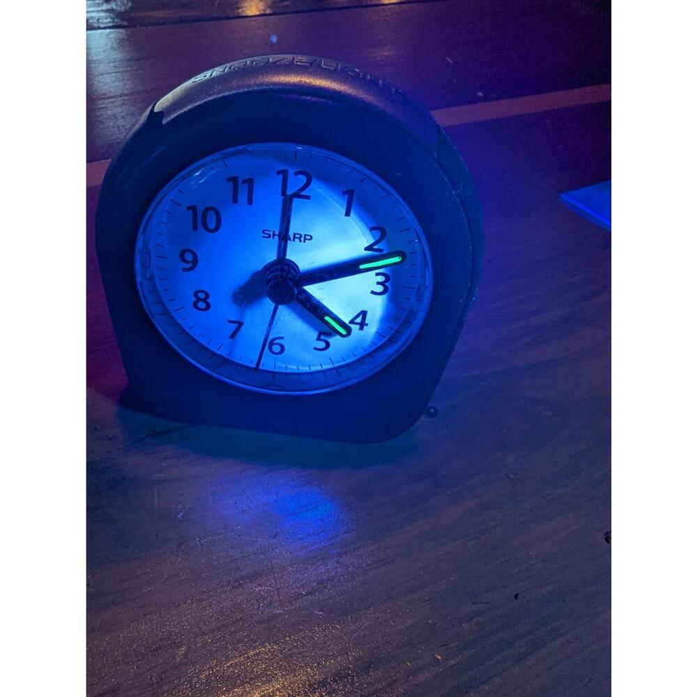 Sharp Small Black Analog Alarm Clock tritium - Picture 5 of 5